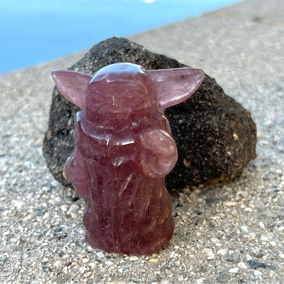 Other - Strawberry Quartz Yoda (smaller)